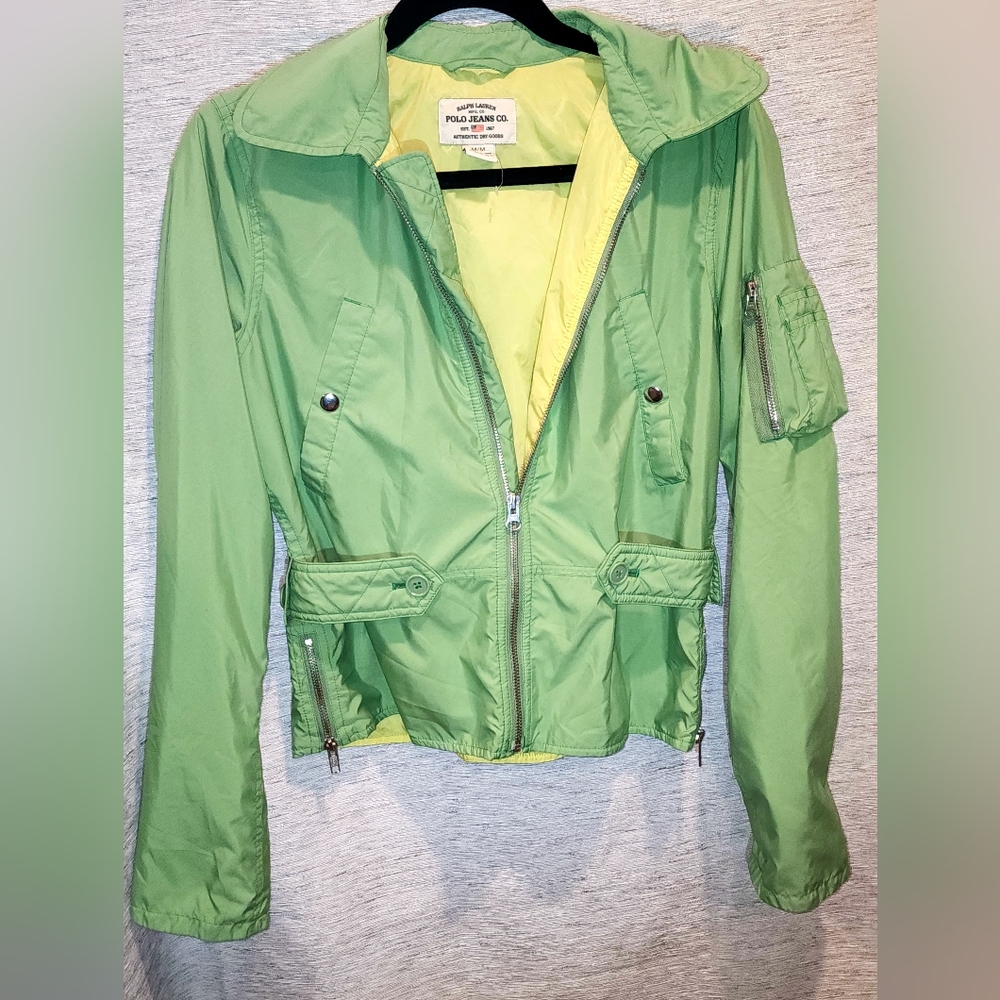 Ralph Lauren Polo Jeans Women's Utility Rain Jacket Retractable Hood Medium